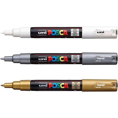 Posca Paint Markers Set 3 Colors Extra Fine Tips Non Toxic Waterproof Art Pens