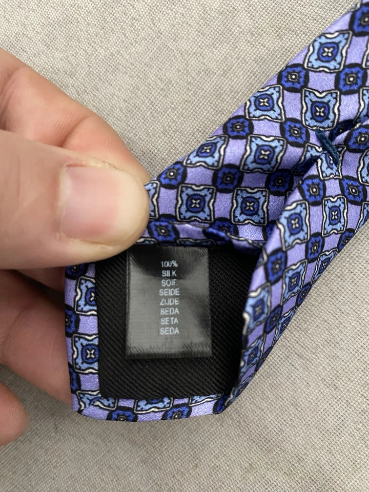 Birmania Bibas Hombre Corbata Cuello Pupula Floral Geométrica 100% Seda Hecha en Italia 3"x61" Foto 3 de 4