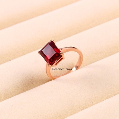 Ruby Ring, Solitaire Ring, 925 Sterling Silver,  July Birthstone, Lab Created