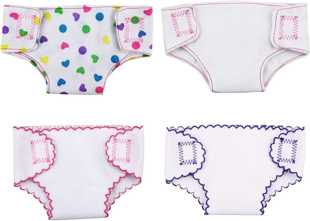 4 Pack Baby Diapers Doll Underwear for 14-18 Inch Baby Dolls