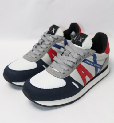 New Armani Exchange Men Size US 7 Sneakers XUX017 XCC68 Navy White Red Gray