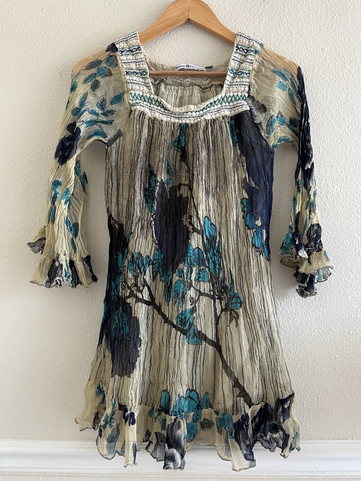 Rancho Estancia Vintage Floral Mini Dress Size Medium Fairy Boho Festival
