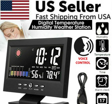 LED Digital Alarm Clock Snooze Calendar Thermometer Hygrometer Weather Display
