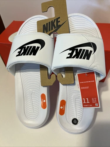 Nike Victori One Slide BIANCHE con logo NERO taglia 11 nuove con scatola
