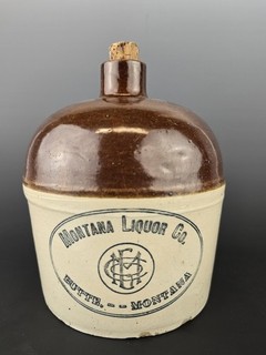 1/2 gallon Red Wing Stoneware Advertising Crock Jug Montana Liquor Co Butte