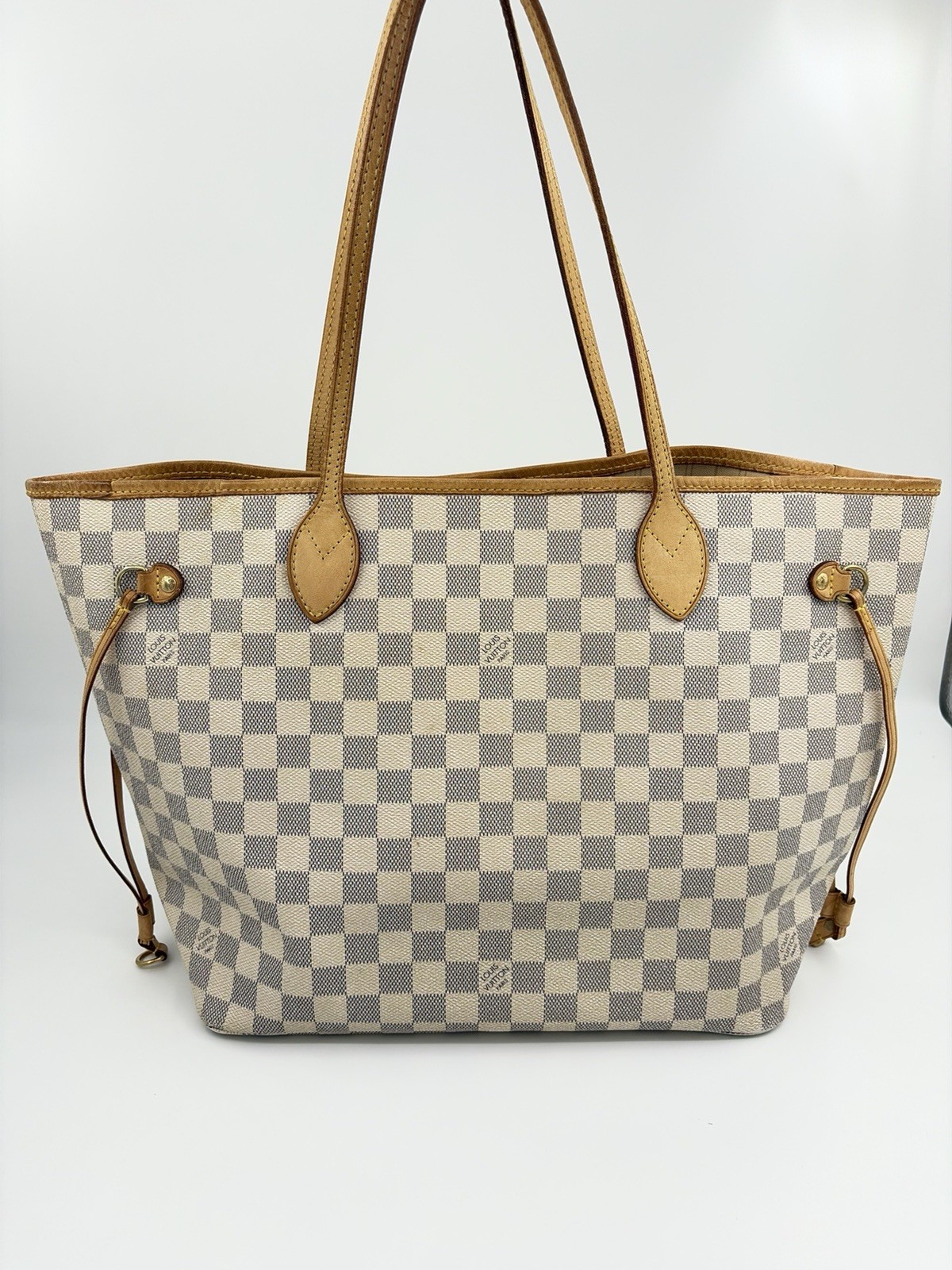 LOUIS VUITTON Neverfull MM Damier Azur shoulder Tote Bag N51107 From Japan 95 image 6