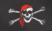 PIRATE RED BANDANA SKULL AND CROSSBONES 3'x5' polyester flag