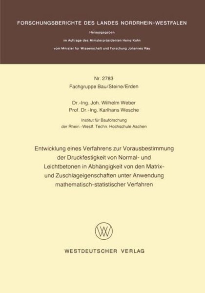 Entwicklung Eines Verfahrens Zur Vorausbestimmung Der Druckfestigkeit Von Normal-image
