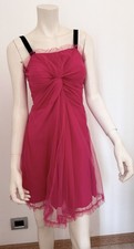 Vestido Valentino Rojo Fucsia Rosa Fuerte Volantes Tul Organdie Red Algodón...