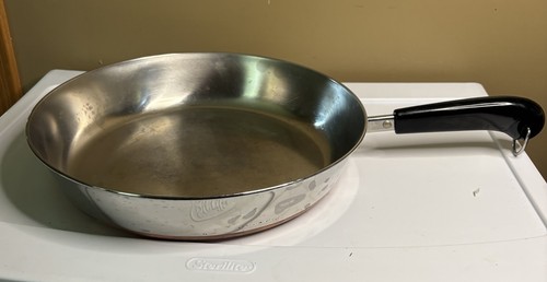 Vintage Revere Ware 12 Inch Skillet Sauté Pan Frying Pan Copper Bottom 1801 USA