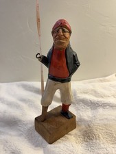 Vintage Hand Carved Wooden Pirate Figurine 10"