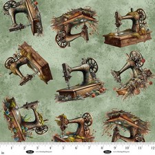 Forget Me Not Sewing Machines Cotton Fabric