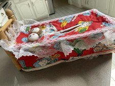 Vintage Handmade Hello Kitty Tissue Box Cover looks like a bed one of a kind