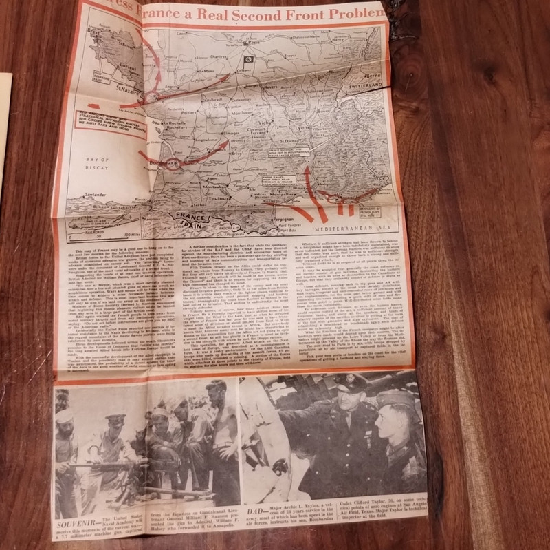 Vintage WWII Newspaper Page