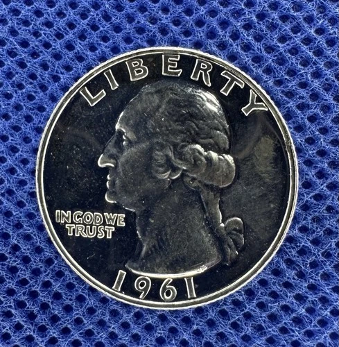1961  US PROOF SILVER Washington Quarter! Old US Coin! 90% silver