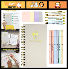Complete Bible Journaling Kit - A5 Spiral Notebook, No-Bleed Highlighters, Stick