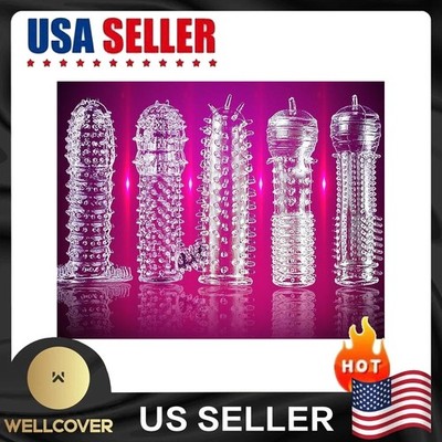 Set of 5  Flexible Latex spike Condoms Reusable Bump Enhance Extension Stimulate