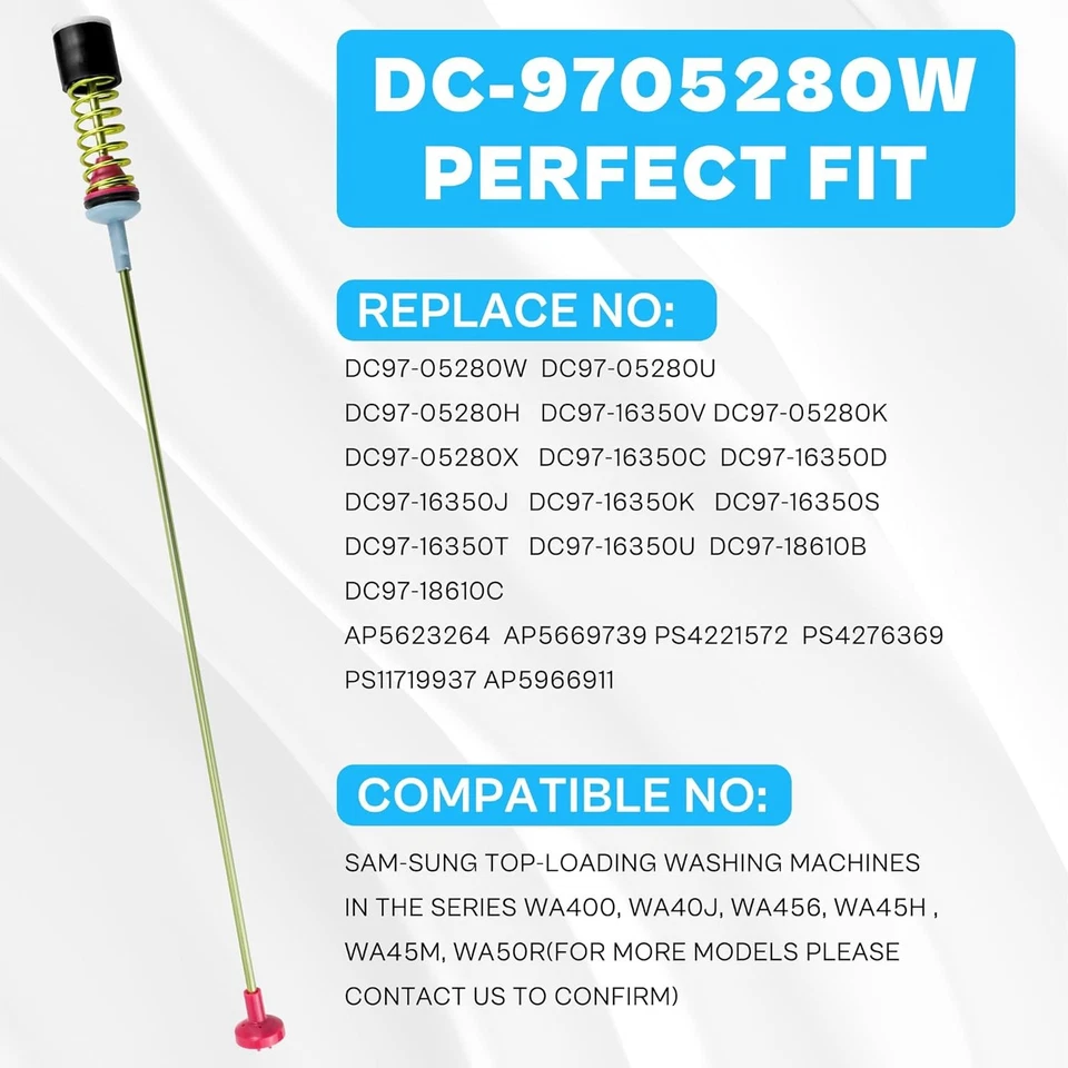 Kit de varilla de suspensión/amortiguador de lavadora DC97-05280W DC97-16350U reemplazo para Samsung Foto 4 de 4