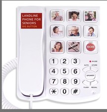 Uvital Big Button Phone for Seniors, Corded Landline Phone with 9 One-Touch Dial