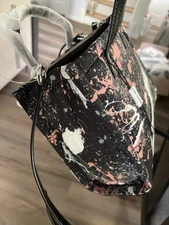 Marc Jacobs NWT Mini Tote Crossbody Black Splatter Bag Nylon 9” Wide