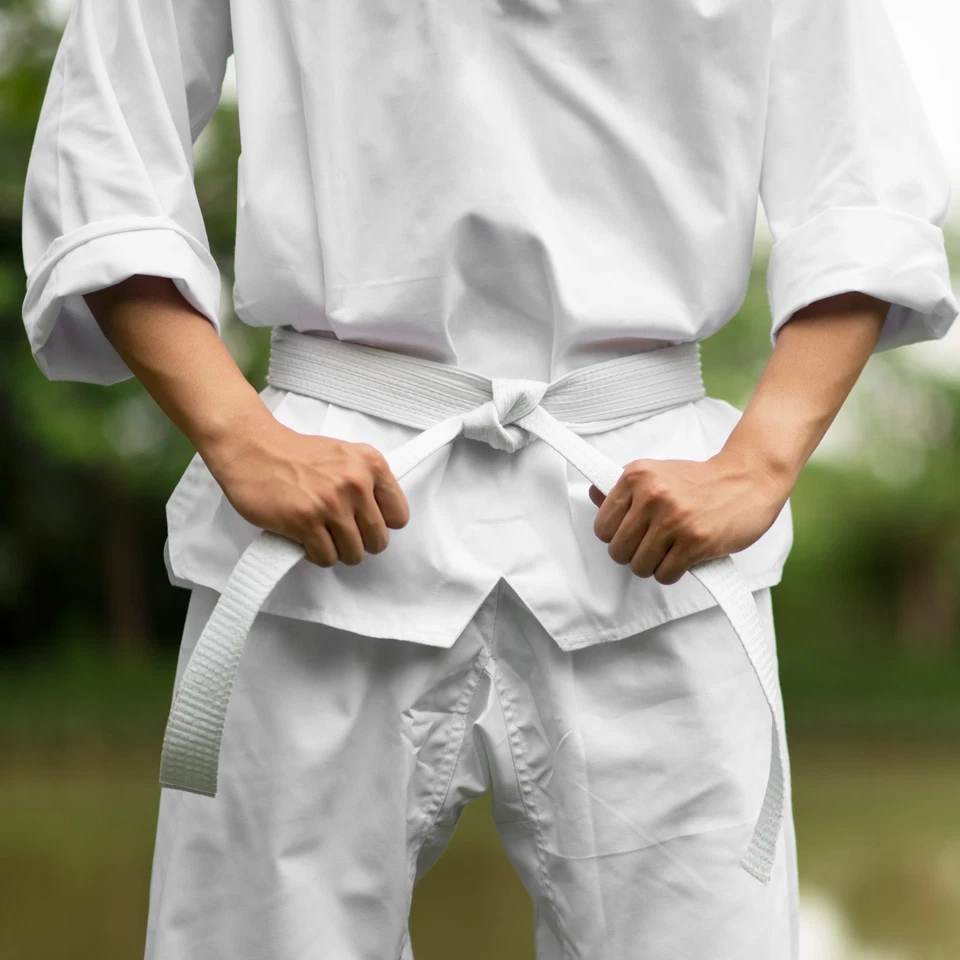 Cinturón Blanco Taekwondo Karate - Niños y Adultos Artes Marciales Uniforme Accesorios Foto 4 de 4