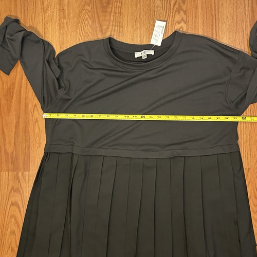 MOA MOA Plus Size 2X Black Long Sleeve Pleated-Skirt Fit & Flare Dress Knee NEW - Picture 11 of 12