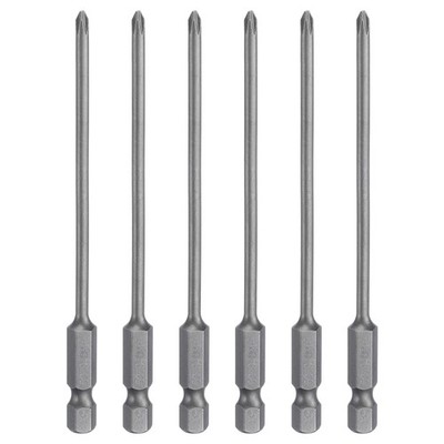 6pcs Magnetic Phillips Screwdriver Bit PH1 1/4'' Hex Shank 100mm Long 3mm Rod