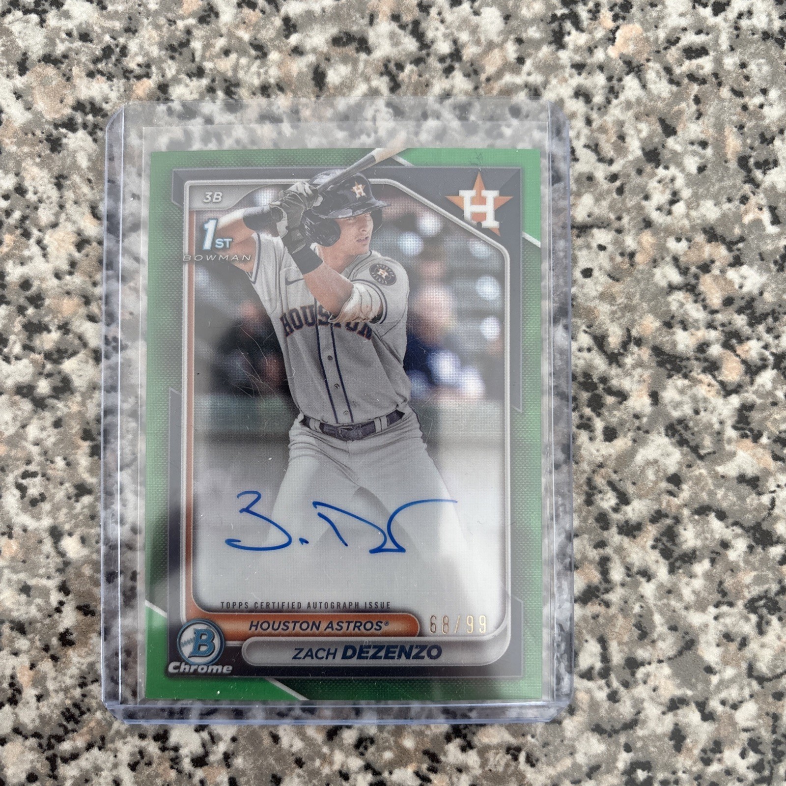 2024 Bowman Chrome Zach Dezenzo 1sf Bowman Auto Green /99 #CPA-ZD Houston Astros