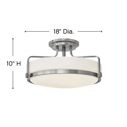 Hinkley Lighting 3643 Harper 3 Light 18"W Semi-Flush Bowl Ceiling - Nickel - Picture 6 of 10