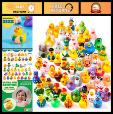 60 Pcs Rubber Ducks Assortment with Mesh Bag - Mini Bath Toys for Kids, Party Fa