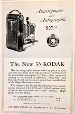 Vintage 1917 Kodak No. 3A Autographic Camera Print Ad Anastigmatic f/7.7 Lens