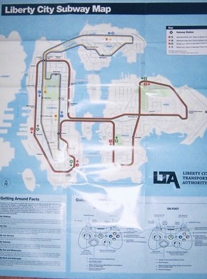 Grand Theft Auto IV GTA 4 Liberty City Map & Subway Guide - Xbox 360 - Authentic