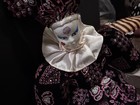 Pierrot Porcelain Doll Black Pink Harlequin Outfit White Ruffle Collar