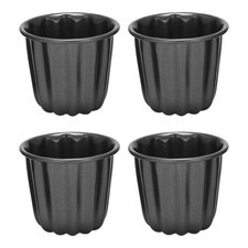 Canele Mold, Cannele Muffin Cup, 4Pcs Non-Stick Cannele Mould Gray-Black7447