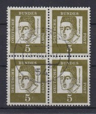 Bund 347y 4er Block Bedeutende Deutsche 5 Pf gestempelt /1 Koblenz