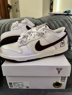 Nike Dunk Low Protro Kobe Bryant White Maroon Leather Low Top Basketball Shoes