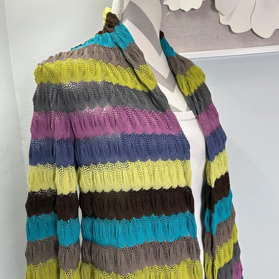 Cárdigan Suéter Colección Peck & Peck Rayas Frente Abierto Mujer Talla 6 Foto 4 de 4