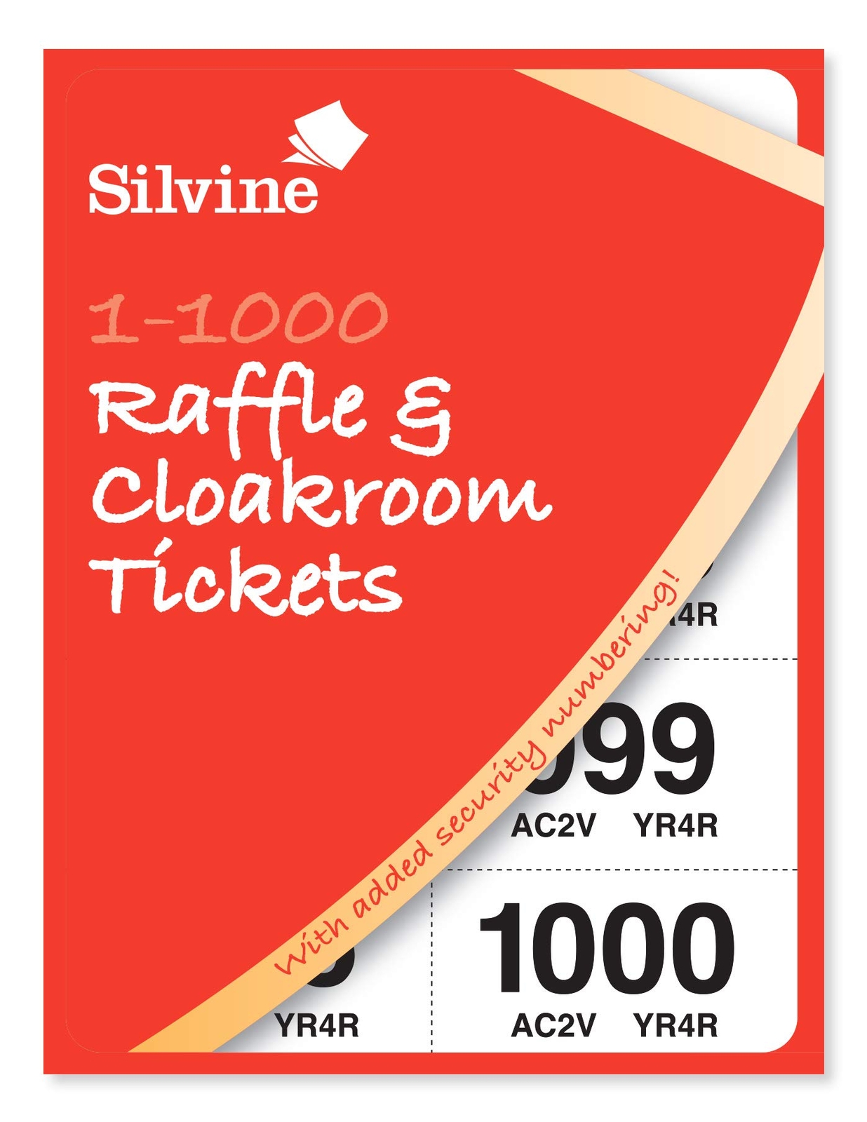 Silvine Cloakroom / Raffle Tickets, Numbered 1-1000 with Security Numbering , 25