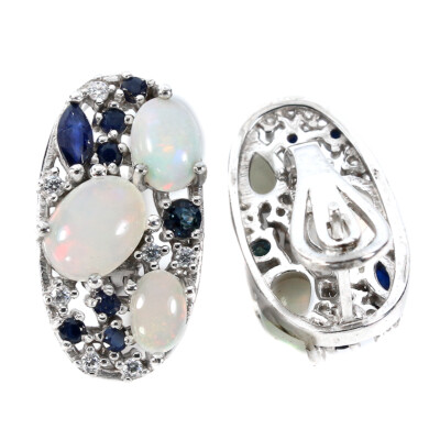 Broche éléphant en forme de mère et de cube en or jaune et blanc avec diamants En vente sur