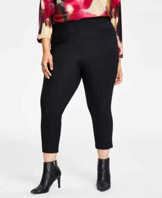 Calvin Klein Womens Plus Cropped High Rise Dress Pants Black 22W
