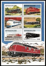 Guinea 1999 - Trains - Sheet of 6 Stamps - Scott #1545 - MNH