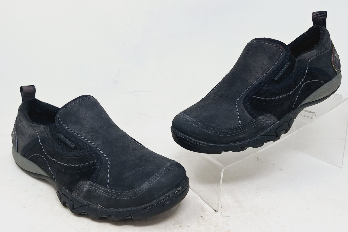 Scarpa Merrell donna Mimosa moc scamosciata nabuk nera slip on J55840 taglia 7