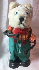 Mechanical Wind-Up Teddy Drummer Bear Tin Toy not Working - Missing Drum Vintage