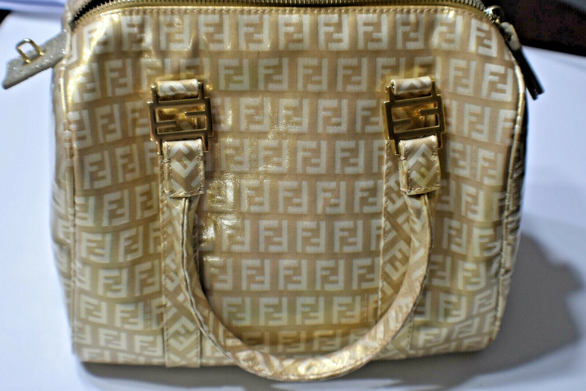 Fendi ゴールド パーティーバッグ NEW FENDI GOLD CRYSTAL FENDIGRAPHY MINI HOLIDAY HOBO BAG PURSE NWT