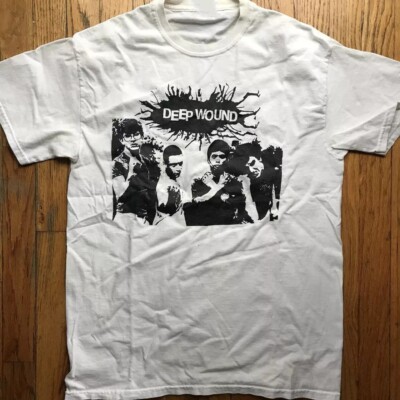 Vtg Deep Wound Band Music Lover Cotton White Full Size Men Women Shirt AQ21