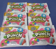 SOUR PUNCH Bites Assorted Flavors Smash'Ems Gummi Candy 6 Bags