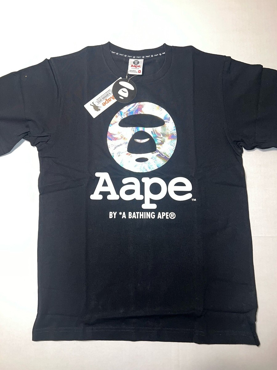AAPE BY A BATHING APE Black Moonface Camo T-Shirt Sz M SOLD OUT on