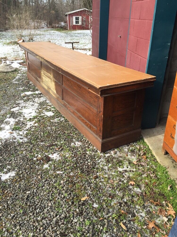 Br Antique All Oak 12 Foot Store Counter