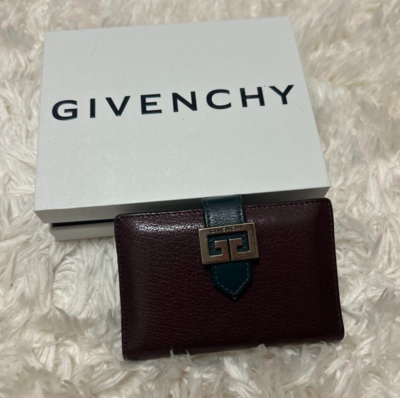 GIVENCHY Leather Card Case Wallet Bordeaux With Box | eBay