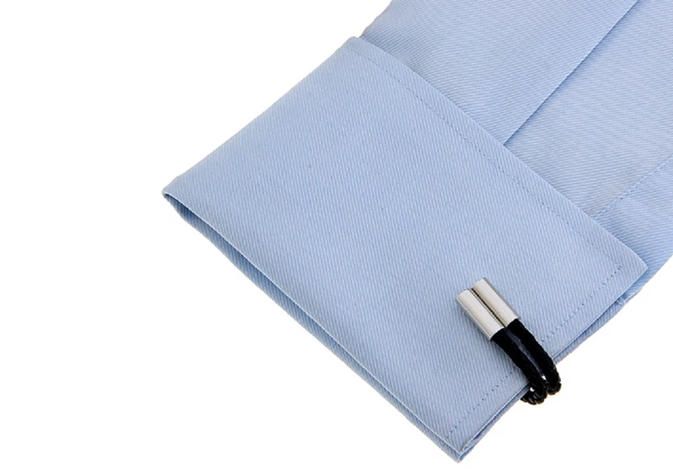 Braided Leather Black Pair Cufflinks Wedding Fancy Gift Box & Polishing Cloth - Image 4 of 4